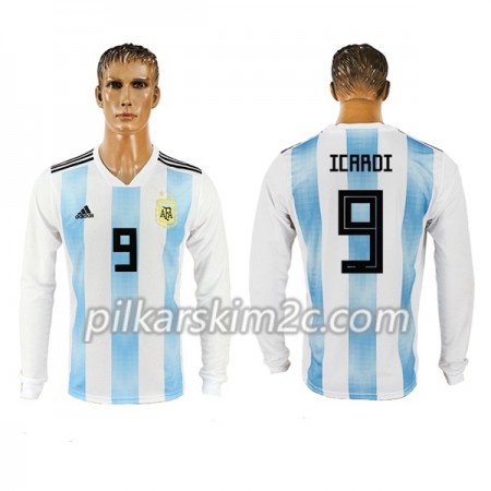 Koszulka Argentyna Icardi 9 Główna Mistrzostwa Świata 2018 - Koszulki Piłkarskie(L/S)